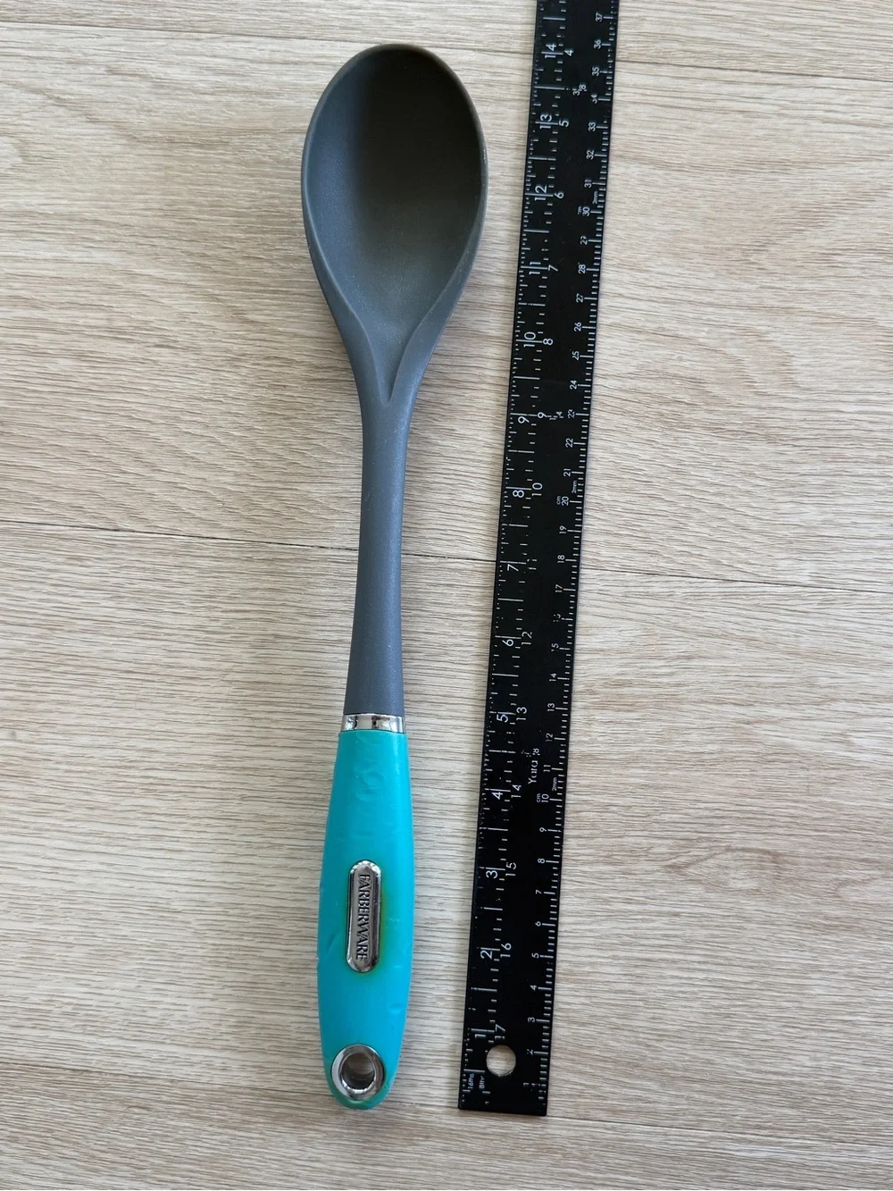 Vintage Farberware Nylon Basting Serving Spoon 14” Turquoise Silicone Handle